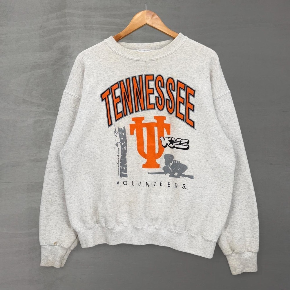 Vintage Tennessee Volunteers Sweatshirt Vols Grey Crewneck Pullover Large